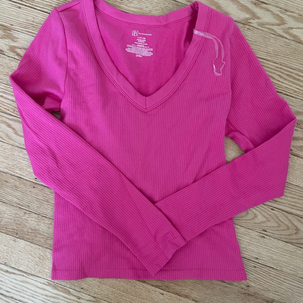 No Boundaries Pink Long Sleeve Fitted Tee